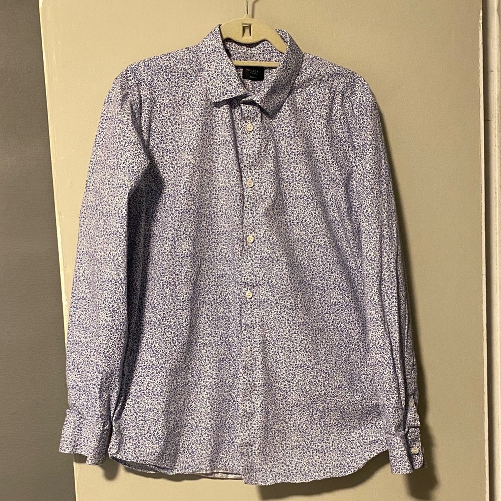 Elegant Blue and White Patterned Men's Shirt